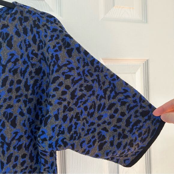 Classiques Entier Grey & Cobalt Blue Leopard Print Knit Top - Picture 3 of 6
